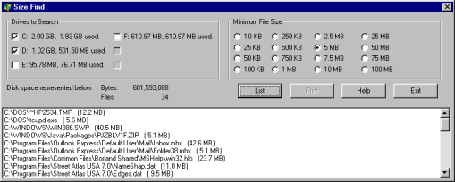 Sizefind screen